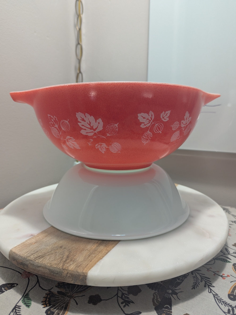 PYREX!!!! HTF JAJ Coral Gooseberry Bowl 443 Equivalent.